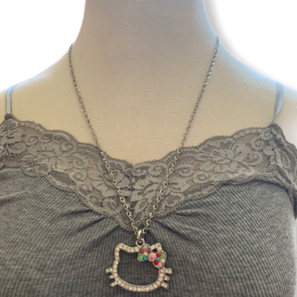 Hello Kitty Rhinestone Necklace Multicolor Bow - Picture 5 of 5